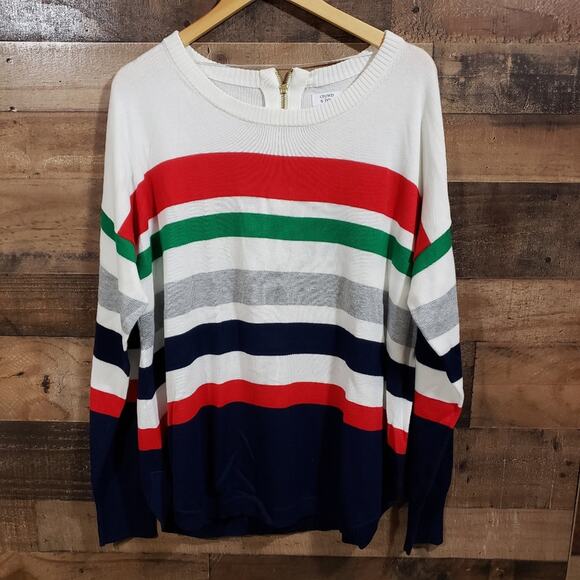Crown & Ivy NWT striped with exposed back zip sweater woman's size XXL - Picture 1 of 11